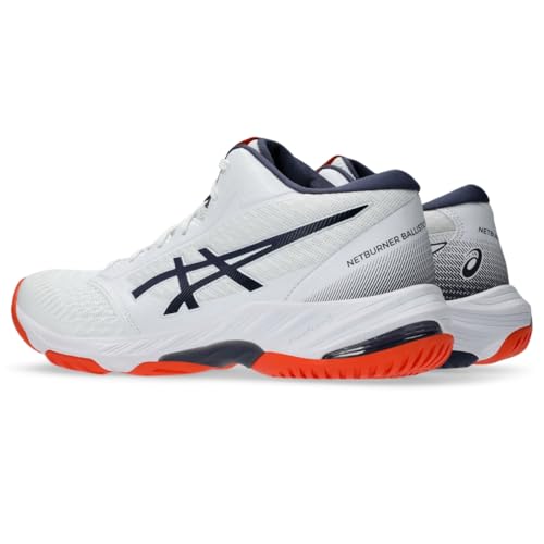 ASICS Men's Netburner Ballistic FlyteFoam Mid Top 3 Volleyball Shoes, 7, White/Indigo Fog