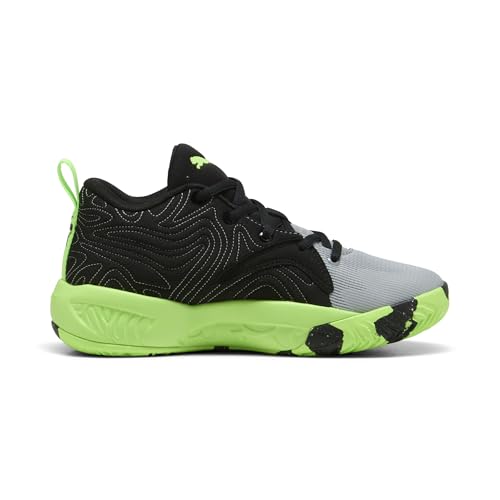 PUMA Unisex-Child Court Pro 3 Basketball Shoes, Black-Green Glare-Cool Mid Gray AH26, 2, Big Kid