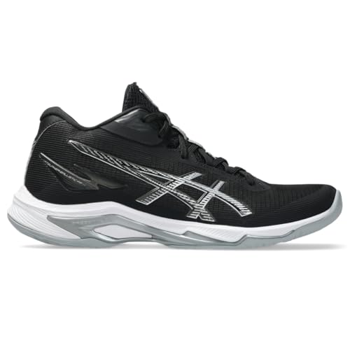 ASICS Women's Netburner Ballistic FlyteFoam Mid Top 4 Volleyball Shoes, 10, Black/White