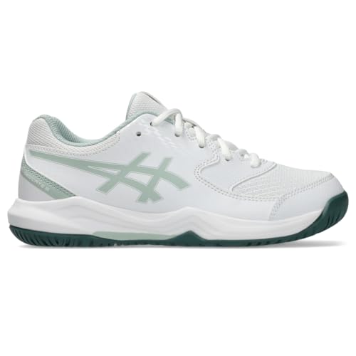 ASICS Kid's Gel-Dedicate 8 Grade School Tennis Shoes, 2, White/Cold Moss