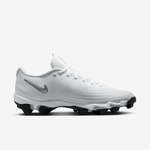 Nike Vapor Shark 3 Football Cleats (FB3304-100, White/Wolf Grey/Black/Metallic Silver) Size 10