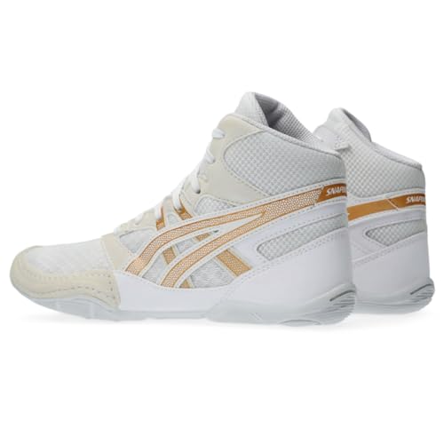 ASICS Kid's Snapdown 4 Grade School Wrestling Shoes, 2, White/Pure Gold