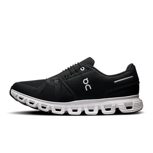 On Men's Cloud 6 Sneakers, Black | White, 10 Medium US