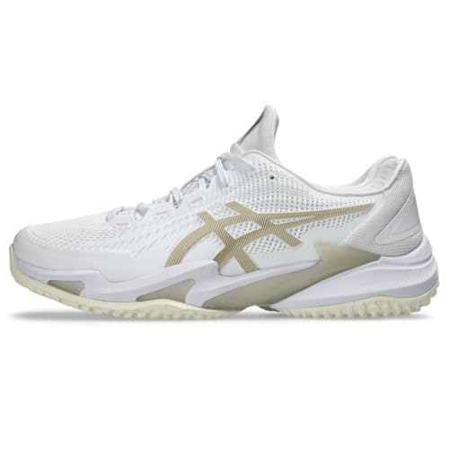 ASICS Men's Court FlyteFoam 3 OC Tennis Shoes, 13, White/Putty