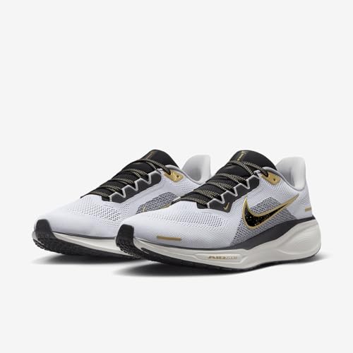 Nike Zoom Pegasus 41 Men's Road-Running Shoes (HQ3220-100, White/Metallic Gold/Light Smoke Grey/Black) Size 8