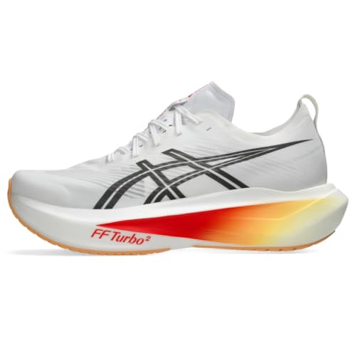 ASICS Unisex MEGABLAST Running Shoes, 4M / 5.5W, White/Orange Glow