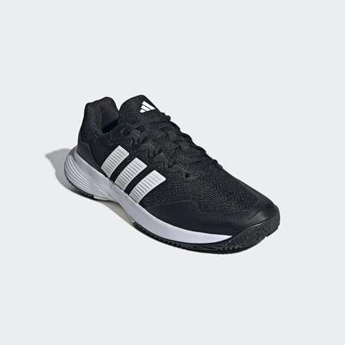 adidas Men's Gamecourt 2 M, Black/White/Silver Metallic, 13