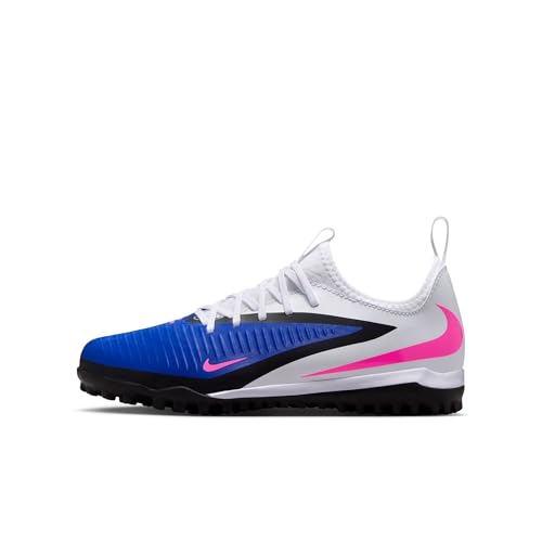 Nike Jr. Phantom 6 Low Academy Big Kids' Turf Soccer Shoes (Racer Blue/White/Pink Blast) Size 5