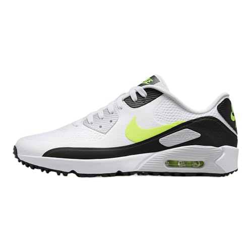Nike Mens Golf Air Max 90 G Shoes White/Hot Lime 103, Size 11