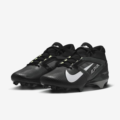 Nike Alpha Menace 4 Pro Football Cleats (FD7037-001, Black/Light Smoke Grey/White) Size 10.5