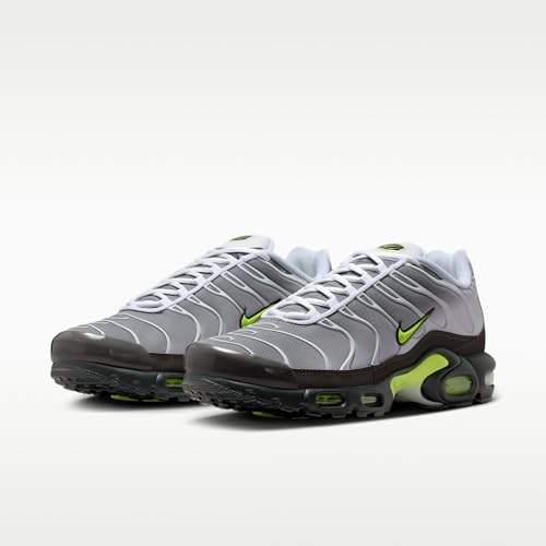 Nike Air Max Plus Men's Shoes (White/Pearl Grey/Black/Neon Yellow) Size 13