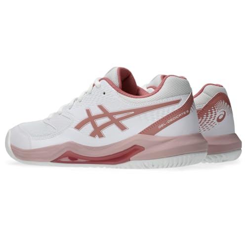 ASICS Women's Gel-Dedicate 8 Tennis Shoes, 9, White/Rose Rouge