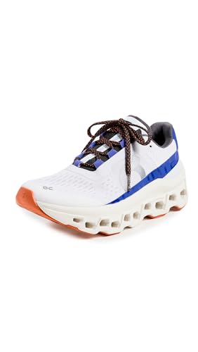 On Women's Cloudmonster Sneakers, Frost/Cobalt, White, 10 Medium US