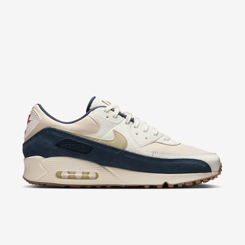 Nike Air Max 90 Premium Men's Shoes (Pale Ivory/Thunder Blue/Sail/Light Khaki) Size 8