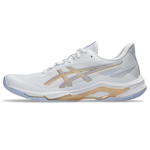ASICS Women's Netburner Ballistic FlyteFoam 4 Volleyball Shoes, 9.5, White/Champagne