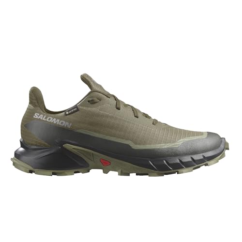 Salomon Men’s Alphacross 5 Gore-Tex, Waterproof Trail Running Shoes - Olive Night/Black/Deep Lichen Green - 8.5 Medium