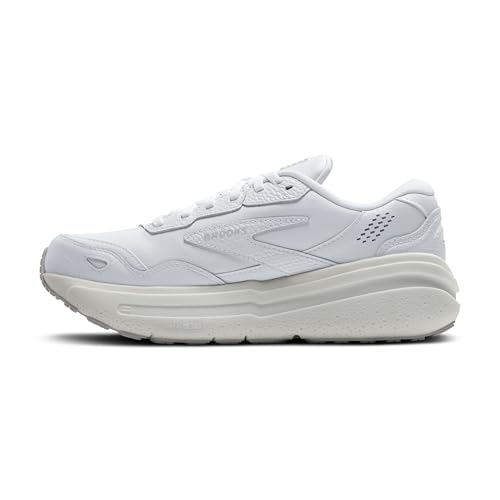 Brooks Women’s Ghost Max Suede/Leather Neutral Running & Walking Shoe - White/White - 8 Medium