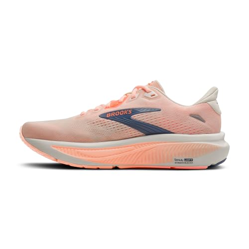 Brooks Women’s Ghost 18 Neutral Running & Walking Shoe - Star White/Cyber Peach/Grey - 10.5 Wide