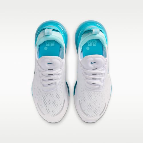 Nike Air Max 270 Premium Big Kids' Shoes (White/Copa/Teal Tint/Chlorine Blue) Size 6.5