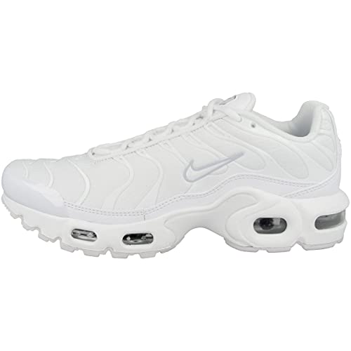 Nike girls Air Max Plus shoe, White Metallic Silver 100, 6 Big Kid