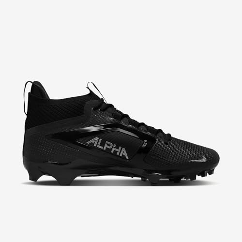 Nike Alpha Menace 4 Elite Football Cleats (FD7036-002, Black/Metallic Silver) Size 7