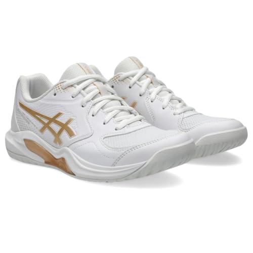 ASICS Women's Gel-Dedicate 9 Pickleball Tennis Shoes, 8, White/Champagne