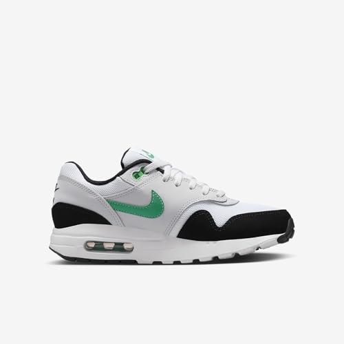 Air Max 1 Big Kids' Shoes (DZ3307-108, White/Pure Platinum/Black/Stadium Green) Size 6.5