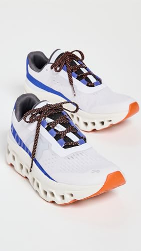 On Women's Cloudmonster Sneakers, Frost/Cobalt, White, 10 Medium US