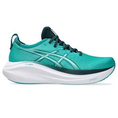 ASICS Men's Gel-Nimbus 27 Running Shoes, 11, Wave Teal/Saxon Green