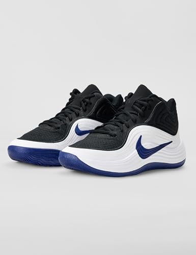 Nike Men's Precision 8 Mid Basketball Shoes, Black/Game Blue-White-Game Blue, 11