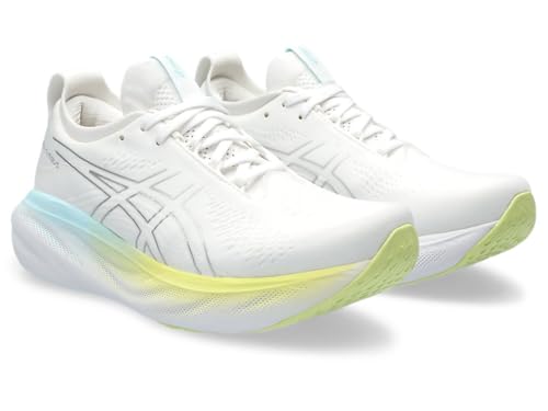 ASICS Women's Gel-Nimbus 25 Running Shoes, 9.5, White/Pure Silver