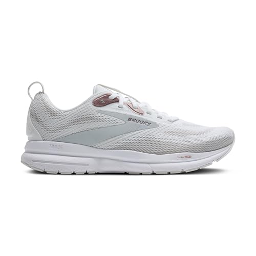 Brooks Women’s Trace 4 Neutral Running Shoe - White/Oyster/Rose - 8 Medium