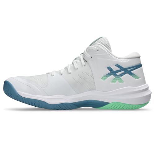ASICS Men's Gel-Tactic 12Sneaker, White Saba Blue, 8.5 US