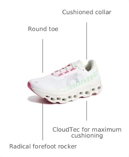 On Women's Cloudmonster Sneakers, White/Lima, 11 Medium US