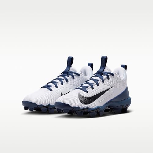 Nike Alpha Menace 4 Shark Big Kids' Football Cleats (White/Midnight Navy/Black) Size 5.5