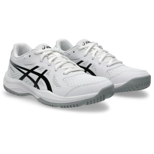 ASICS Kid's Upcourt 6 Grade School Volleyball Shoes, 4.5, White/Black