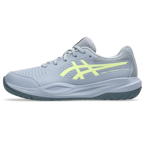 ASICS Kid's Gel-Resolution X Grade School Tennis Shoes, 4.5, Grey Blue/Pistachio