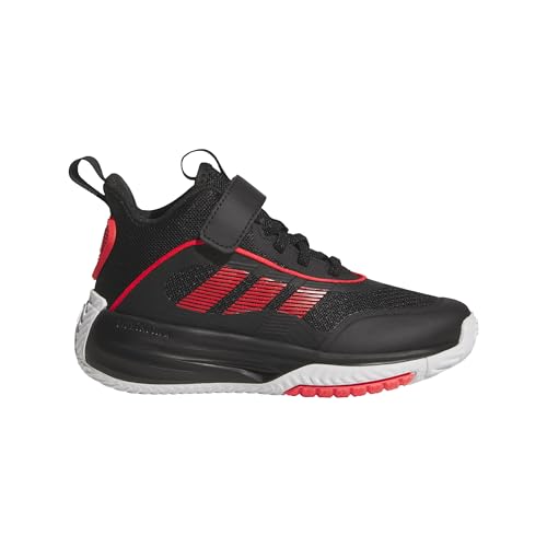 Adidas Unisex-Kids Own The Game 3.0 Mid Top Elastic Lace & Strap Basketball, Black/Lucid Red/White, 5.5