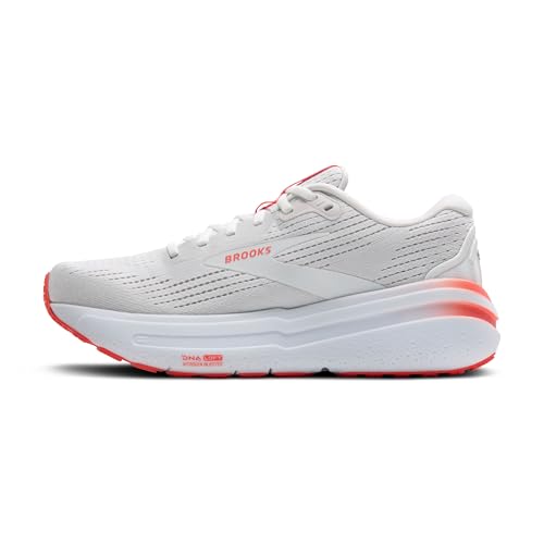Brooks Women’s Ghost Max 2 Neutral Running & Walking Shoe - White/Hot Coral - 7.5 Medium