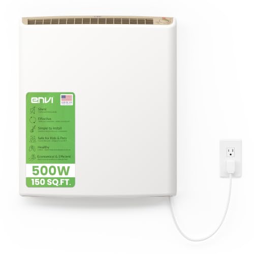Envi Plug-in Electric Panel Wall Heaters for Indoor Use, Energy Efficient 24/7 Heating w/Safety Sensor Protection, Patented Quiet Fan-less Design, Easy 2-Min Install, Space Heater, Made in USA