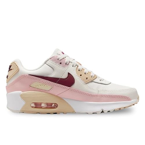 Nike Air Max 90 Big Kids' Shoes (HF6358-006, Phantom/Echo Pink/Sail/Dark Team Red) Size 5.5