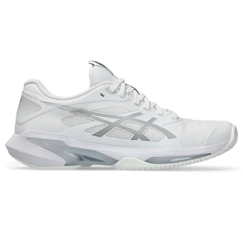 ASICS Women's Solution Speed FF 4 Clay Tennis Shoes, 8, White/Pure Silver
