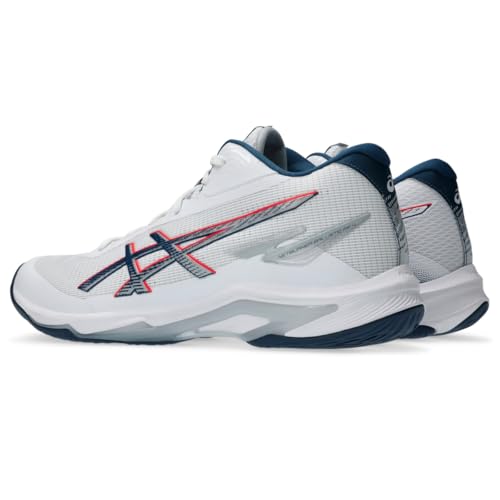 ASICS Men's Netburner Ballistic FlyteFoam 4 Mid Top Volleyball Shoes, 14, White/MAKO Blue