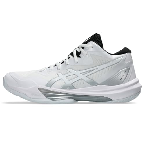 ASICS Men's Sky Elite FlyteFoam Mid Top 3 Volleyball Shoes, 12.5, White/White