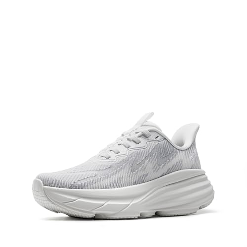 ALLSWIFIT Women's Slip On Walking Shoes Hands-Free Cushion Running Tennis ActiveSolid Non-Slip Comfortable Workout Gym Athletic Fashion Sneakers,Size 8,White,AWUMRS2512