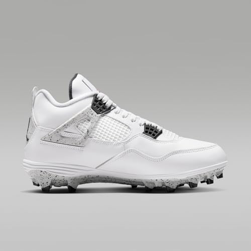 Jordan 4 Retro TD Football Cleats (White/Black/Tech Grey/Fire Red) Size 9.5