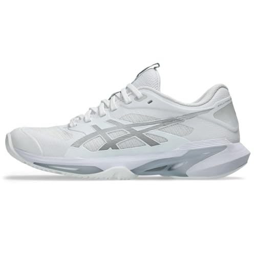 ASICS Women's Solution Speed FlyteFoam 4 Clay Tennis Shoes, 8.5, White/Pure Silver