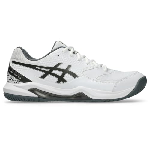 ASICS Men's Gel-Dedicate 8 Pickleball Shoes, 7.5, White/Gunmetal