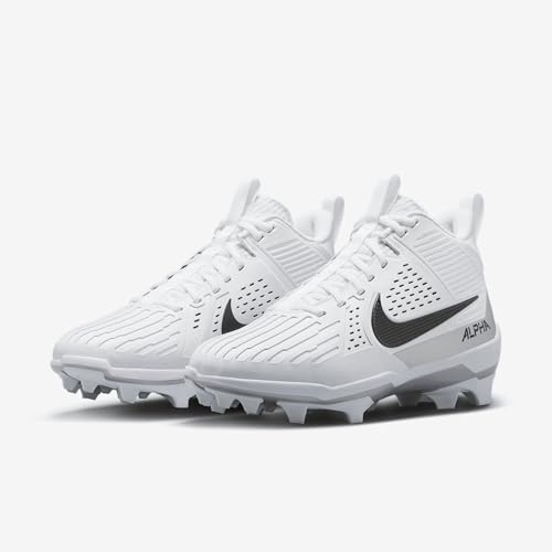 Nike Alpha Menace Strong Men's Football Cleats (II5139-100, White/Metallic Silver/Black) Size 9