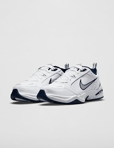 Nike Men's Air Monarch IV Training/Workout Shoes, White/Metallic Silver-Midnight Navy, 7 Extra Wide